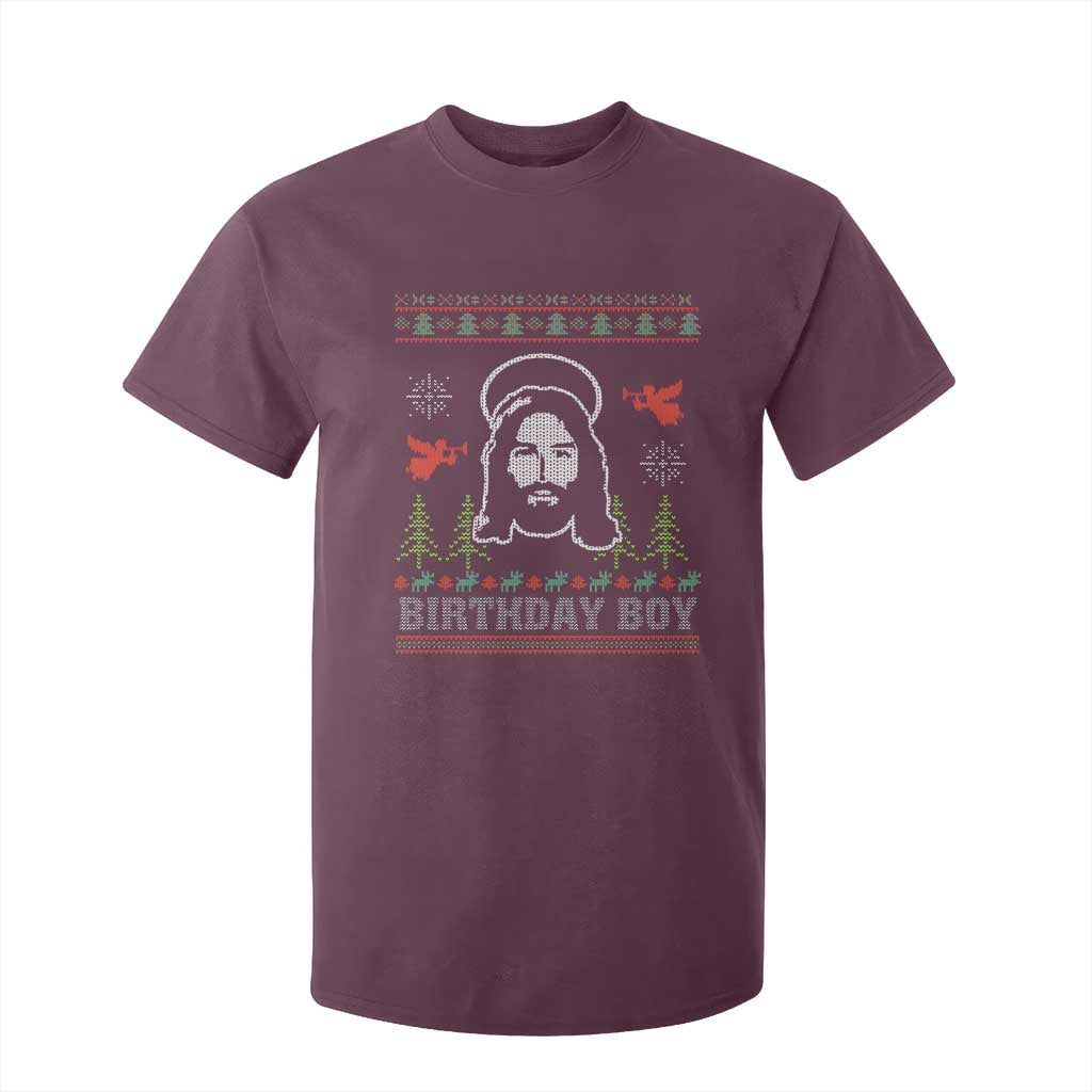 Funny Christian Christmas T Shirt For Kid Birthday Boy Jesus God Xmas Tree Angels TS11 Maroon Print Your Wear