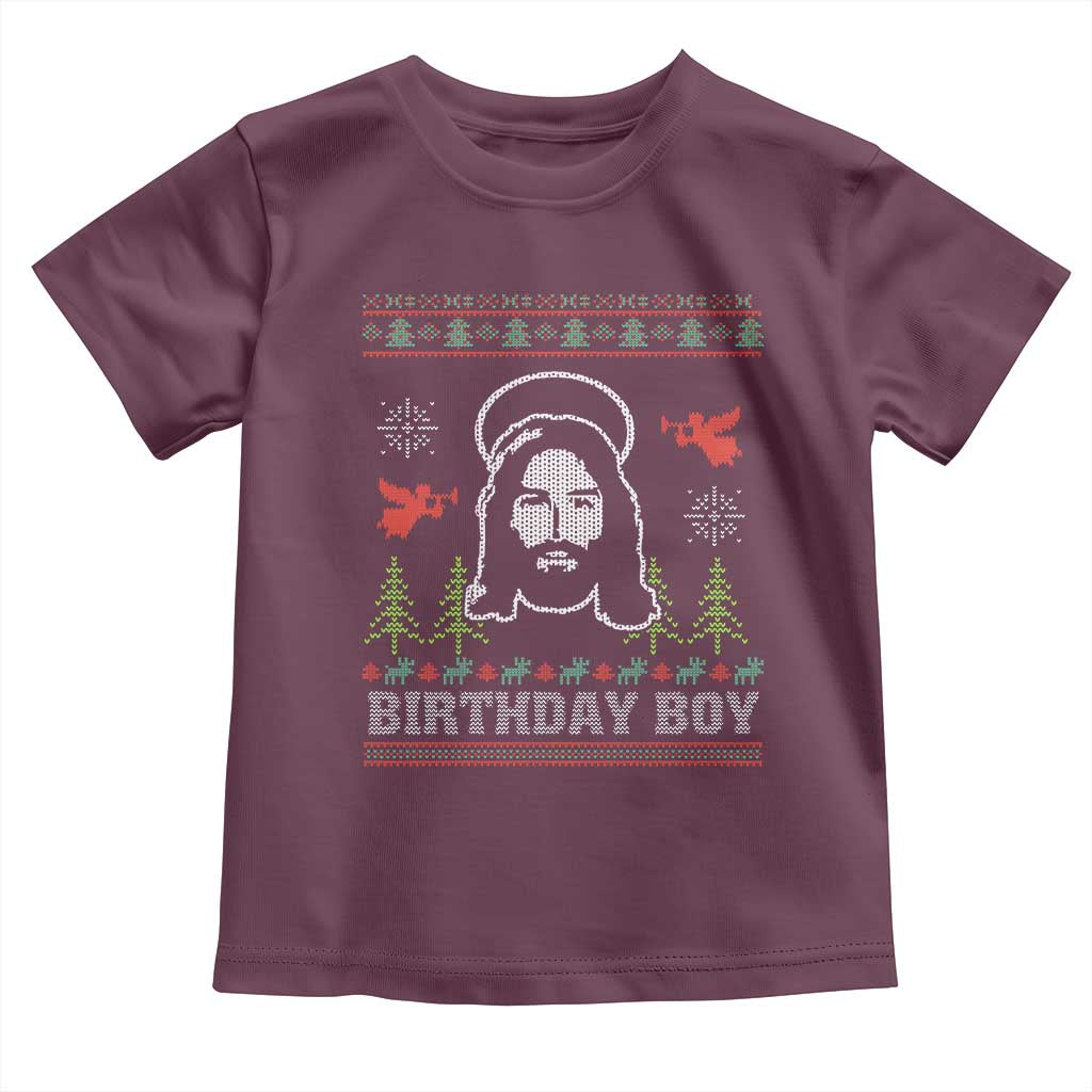 Funny Christian Christmas Toddler T Shirt Birthday Boy Jesus God Xmas Tree Angels TS11 Maroon Print Your Wear