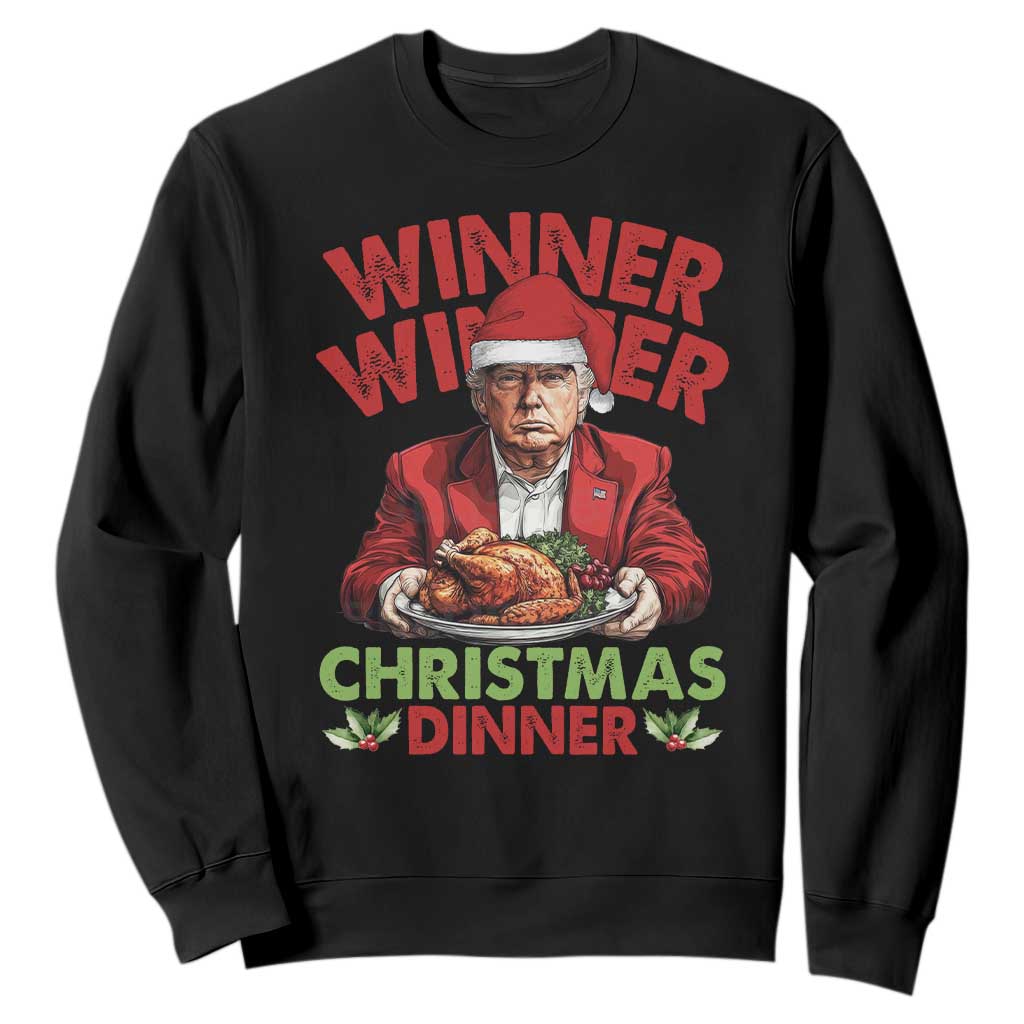 Funny Trump Christmas Sweatshirt Winner Winner Christmas Dinner Santa Trump Turkey TS11 Black Print Your Wear