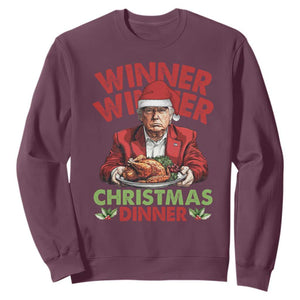 Funny Trump Christmas Sweatshirt Winner Winner Christmas Dinner Santa Trump Turkey TS11 Maroon Print Your Wear