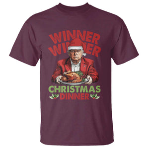 Funny Trump Christmas T Shirt Winner Winner Christmas Dinner Santa Trump Turkey TS11 Maroon Print Your Wear