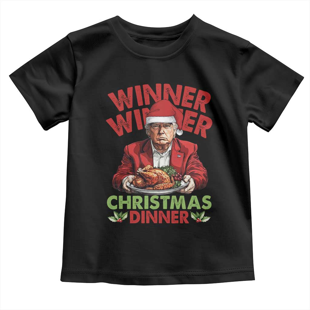 Funny Trump Christmas Toddler T Shirt Winner Winner Christmas Dinner Santa Trump Turkey TS11 Black Print Your Wear