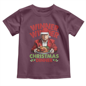 Funny Trump Christmas Toddler T Shirt Winner Winner Christmas Dinner Santa Trump Turkey TS11 Maroon Print Your Wear
