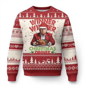 Funny Trump Xmas Ugly Christmas Sweater Winner Winner Christmas Dinner Santa Trump Turkey TS11 Red Print Your Wear