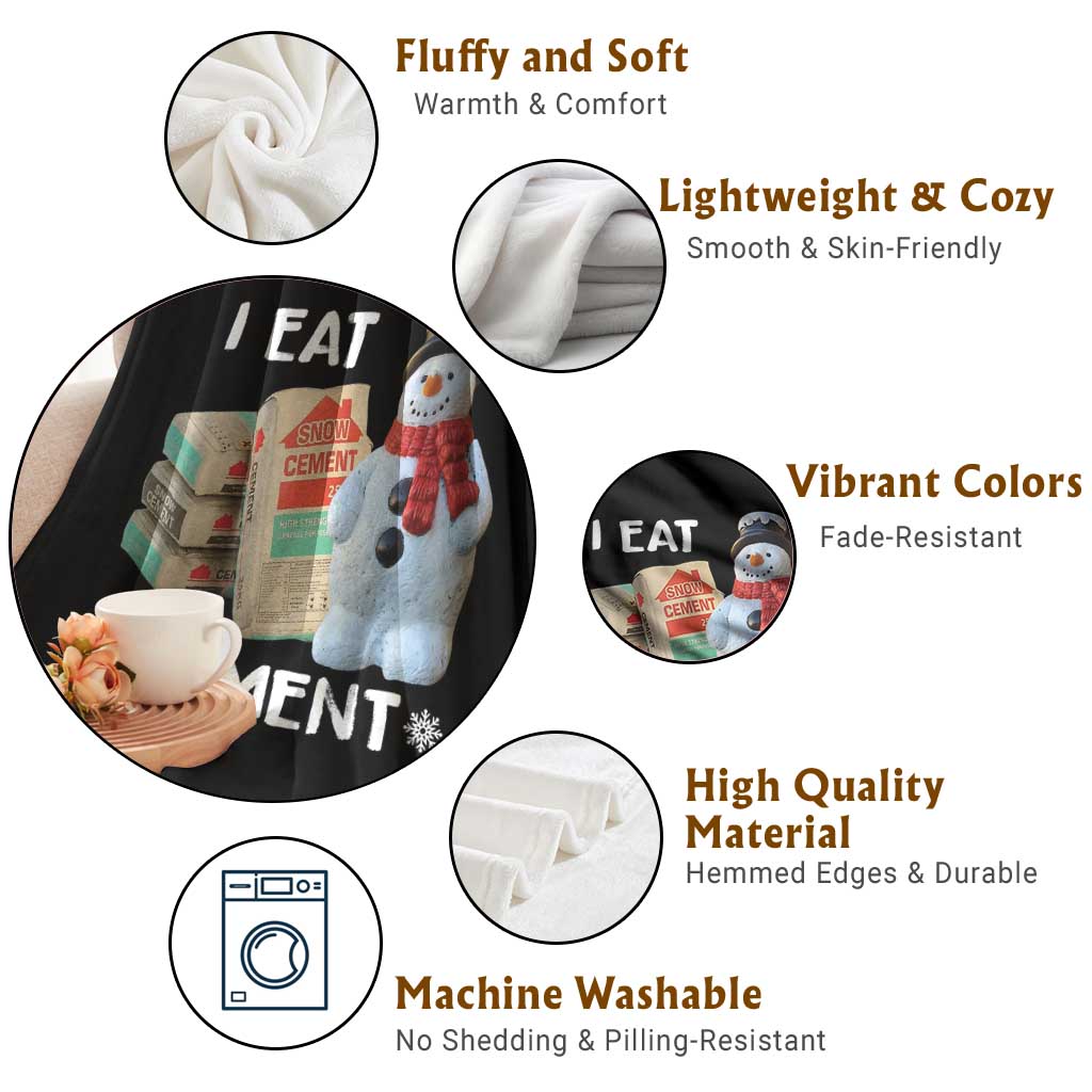 Funny Christmas I Eat Cement Throw Blanket Snowman Snow Cement Oddly Specific Dank Meme TS11 Print Your Wear