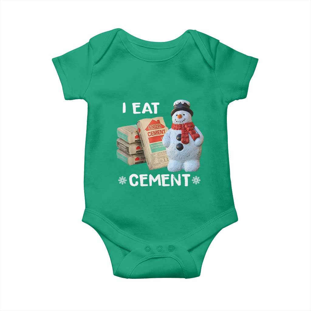 Funny Christmas I Eat Cement Baby Onesie Snowman Snow Cement Oddly Specific Dank Meme TS11 Irish Green Print Your Wear