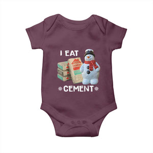 Funny Christmas I Eat Cement Baby Onesie Snowman Snow Cement Oddly Specific Dank Meme TS11 Maroon Print Your Wear