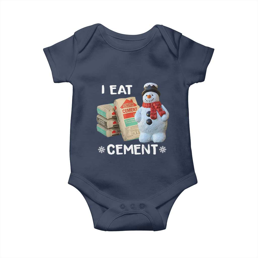 Funny Christmas I Eat Cement Baby Onesie Snowman Snow Cement Oddly Specific Dank Meme TS11 Navy Print Your Wear