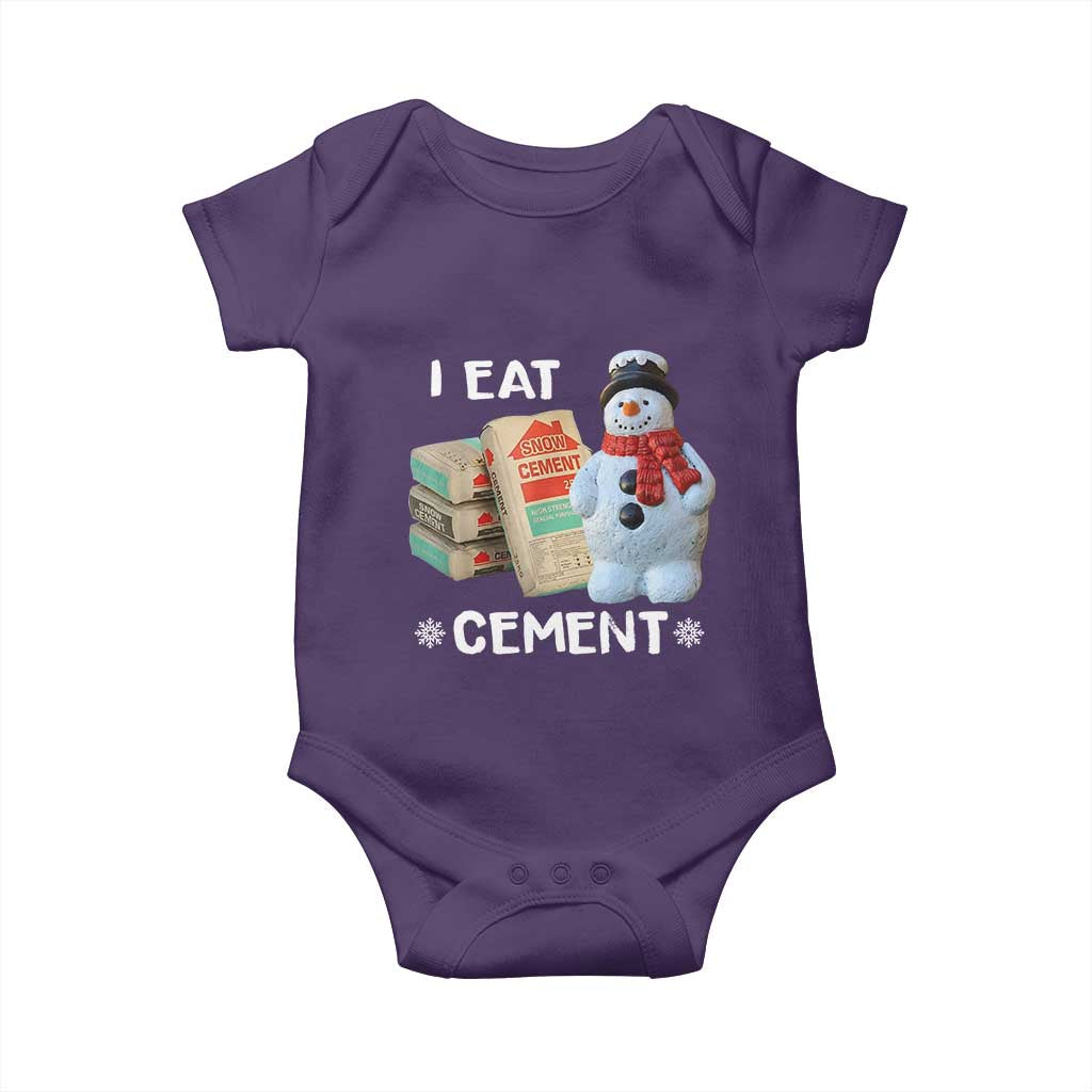 Funny Christmas I Eat Cement Baby Onesie Snowman Snow Cement Oddly Specific Dank Meme TS11 Purple Print Your Wear
