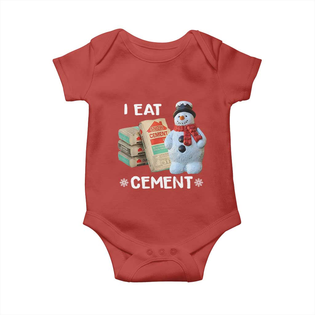 Funny Christmas I Eat Cement Baby Onesie Snowman Snow Cement Oddly Specific Dank Meme TS11 Red Print Your Wear