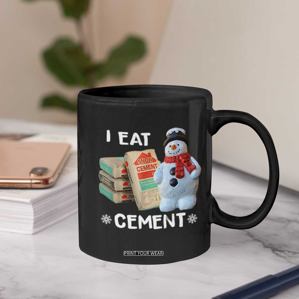 Funny Christmas I Eat Cement Coffee Mug Snowman Snow Cement Oddly Specific Dank Meme TS11 Print Your Wear