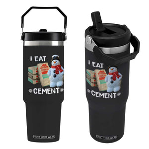 Funny Christmas I Eat Cement Flip Straw Tumbler Snowman Snow Cement Oddly Specific Dank Meme TS11 One Size: 30 oz Black Print Your Wear