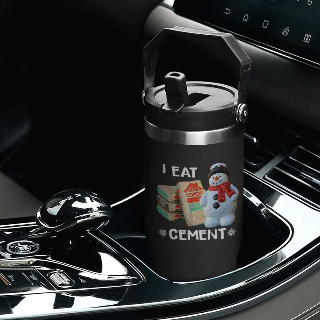 Funny Christmas I Eat Cement Flip Straw Tumbler Snowman Snow Cement Oddly Specific Dank Meme TS11 Print Your Wear