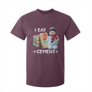 Funny Christmas I Eat Cement T Shirt For Kid Snowman Snow Cement Oddly Specific Dank Meme TS11 Maroon Print Your Wear