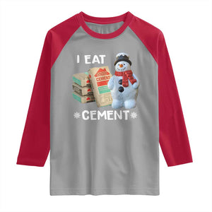Funny Christmas I Eat Cement Raglan Shirt Snowman Snow Cement Oddly Specific Dank Meme TS11 Sport Gray Red Print Your Wear