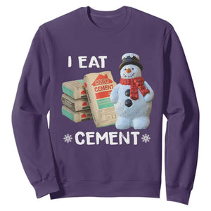 Funny Christmas I Eat Cement Sweatshirt Snowman Snow Cement Oddly Specific Dank Meme TS11 Purple Print Your Wear