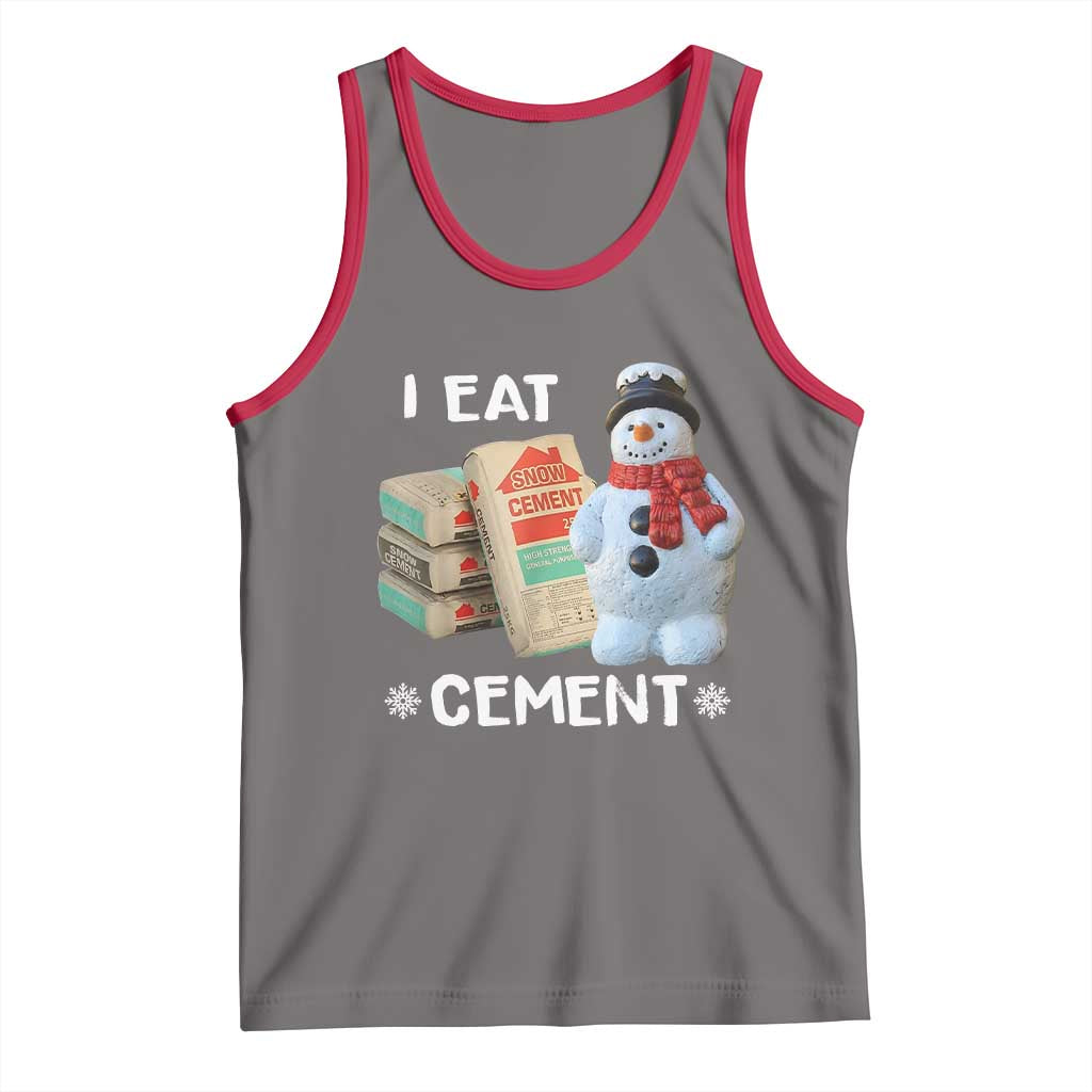 Funny Christmas I Eat Cement Tank Top Snowman Snow Cement Oddly Specific Dank Meme TS11 Deep Heather Red Print Your Wear