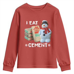Funny Christmas I Eat Cement Youth Sweatshirt Snowman Snow Cement Oddly Specific Dank Meme TS11 Red Print Your Wear