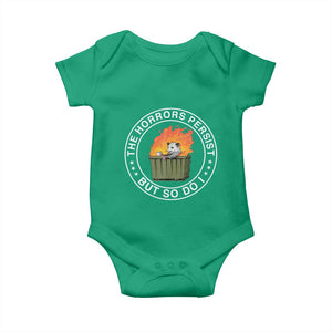 Funny Opossum Baby Onesie The Horrors Persist But So Do I Lil Dumpster Fire TS11 Irish Green Print Your Wear