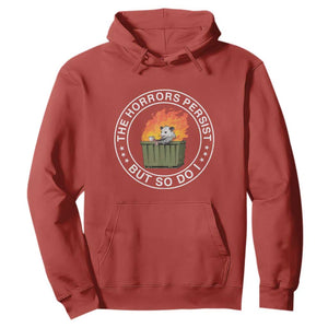 Funny Opossum Hoodie The Horrors Persist But So Do I Lil Dumpster Fire TS11 Red Print Your Wear