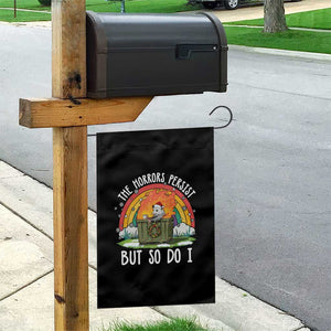 Funny Christmas Opossum Garden Flag The Horrors Persist But So Do I Dumpster Fire Rainbow TS11 Print Your Wear
