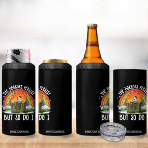 Funny Christmas Opossum 4 in 1 Can Cooler Tumbler The Horrors Persist But So Do I Dumpster Fire Rainbow TS11 Print Your Wear