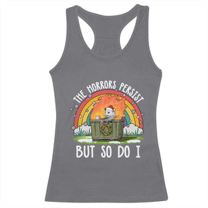 Funny Christmas Opossum Racerback Tank Top The Horrors Persist But So Do I Dumpster Fire Rainbow TS11 Charcoal Print Your Wear