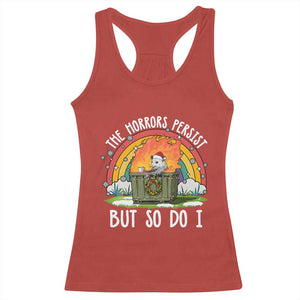 Funny Christmas Opossum Racerback Tank Top The Horrors Persist But So Do I Dumpster Fire Rainbow TS11 Red Print Your Wear