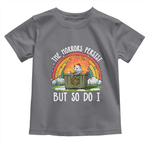 Funny Christmas Opossum Toddler T Shirt The Horrors Persist But So Do I Dumpster Fire Rainbow TS11 Charcoal Print Your Wear