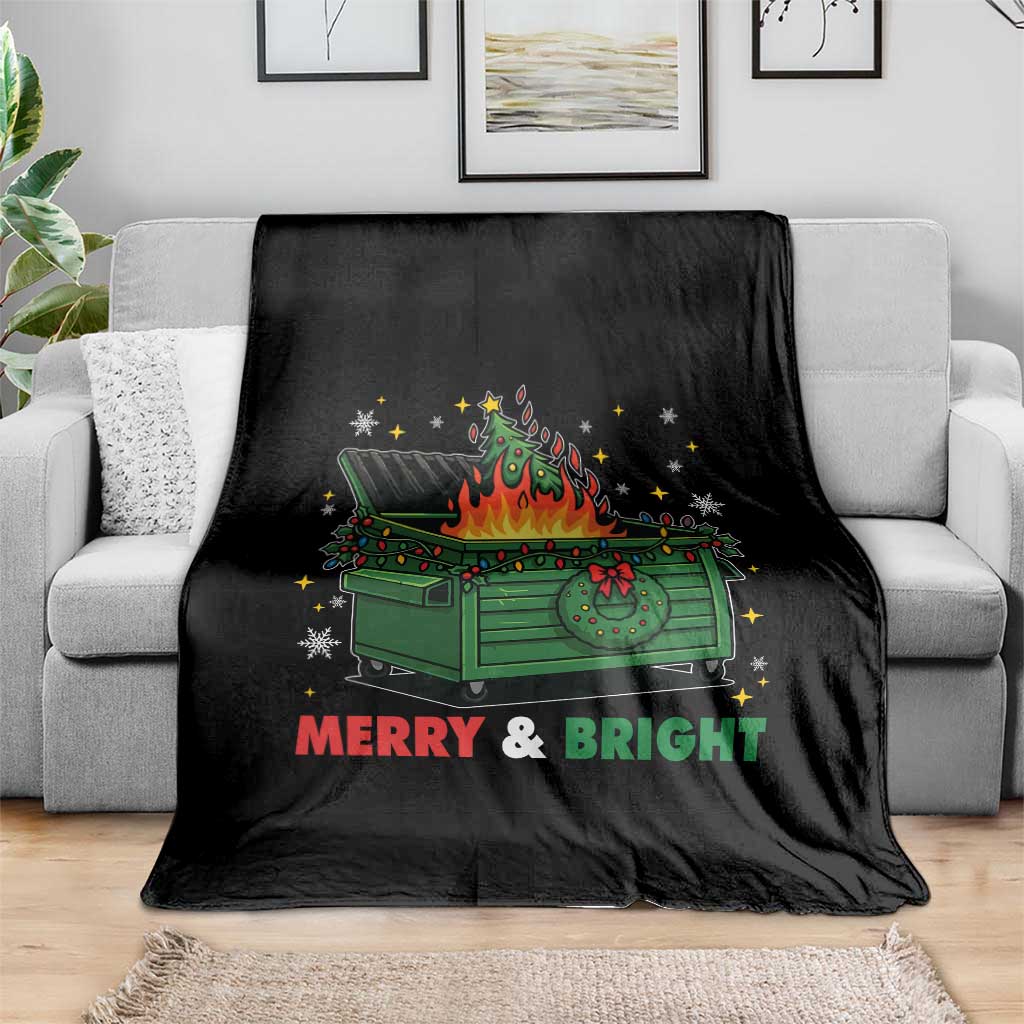 Funny Lil Dumpster Fire Christmas Throw Blanket Merry And Bright Xmas Tree TS11 Print Your Wear