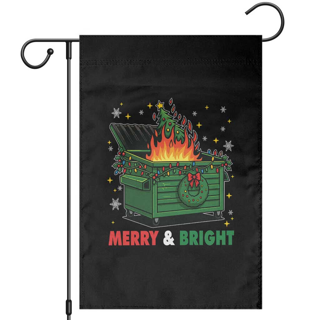 Funny Lil Dumpster Fire Christmas Garden Flag Merry And Bright Xmas Tree TS11 Black Print Your Wear