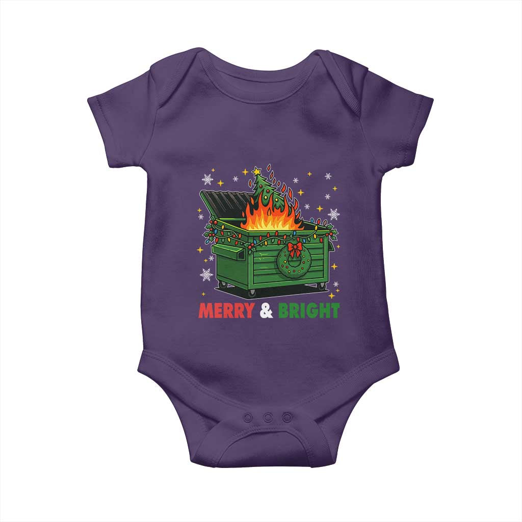 Funny Lil Dumpster Fire Christmas Baby Onesie Merry And Bright Xmas Tree TS11 Purple Print Your Wear