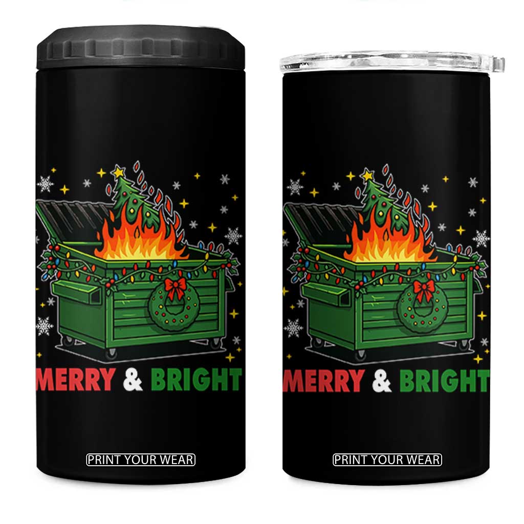 Funny Lil Dumpster Fire Christmas 4 in 1 Can Cooler Tumbler Merry And Bright Xmas Tree TS11 One Size: 16 oz Black Print Your Wear