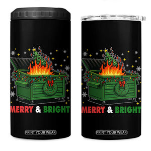 Funny Lil Dumpster Fire Christmas 4 in 1 Can Cooler Tumbler Merry And Bright Xmas Tree TS11 One Size: 16 oz Black Print Your Wear