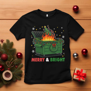 Funny Lil Dumpster Fire Christmas T Shirt Merry And Bright Xmas Tree TS11 Black Print Your Wear
