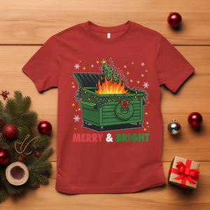Funny Lil Dumpster Fire Christmas T Shirt Merry And Bright Xmas Tree TS11 Red Print Your Wear