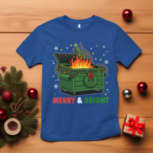 Funny Lil Dumpster Fire Christmas T Shirt Merry And Bright Xmas Tree TS11 Royal Blue Print Your Wear
