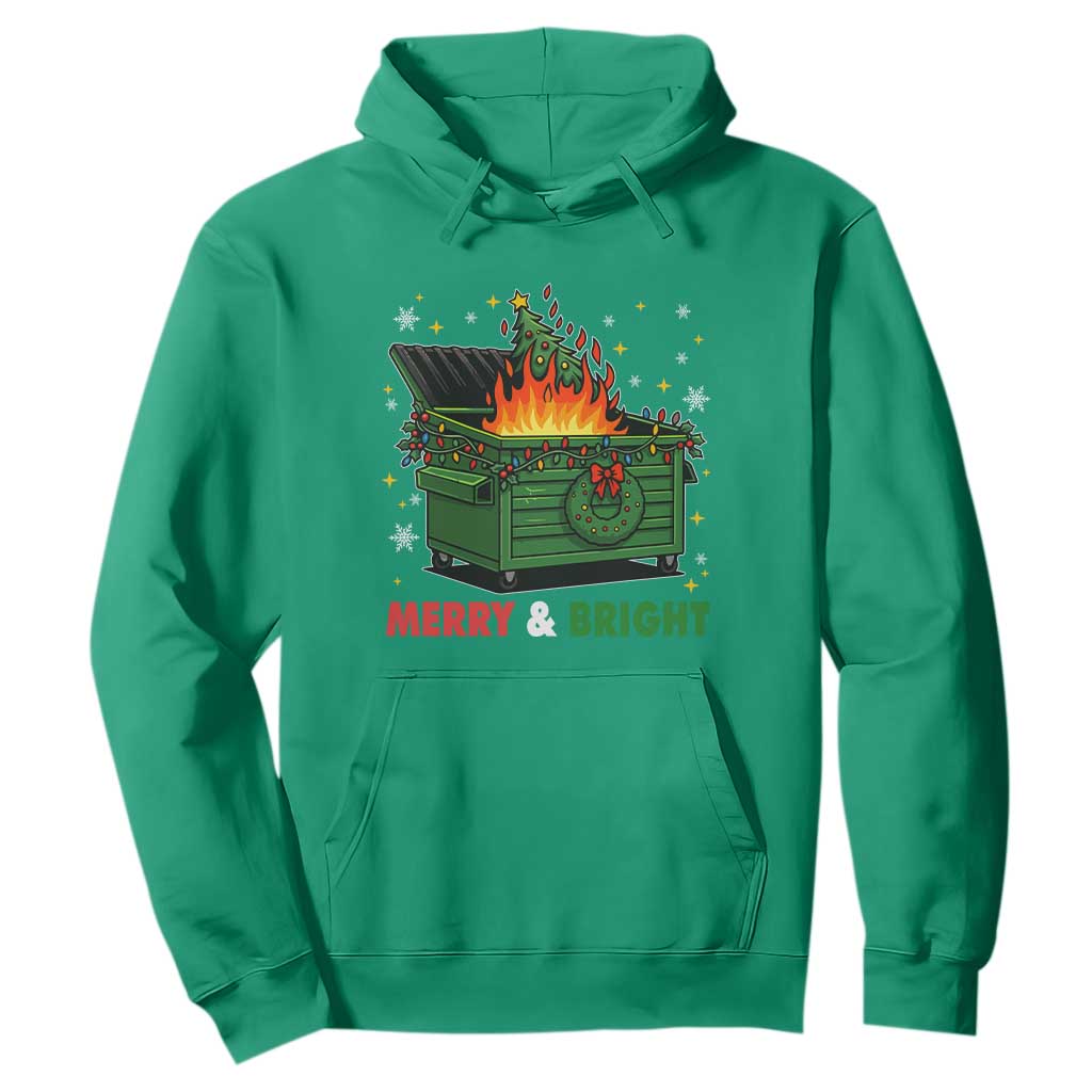 Funny Lil Dumpster Fire Christmas Hoodie Merry And Bright Xmas Tree TS11 Irish Green Print Your Wear