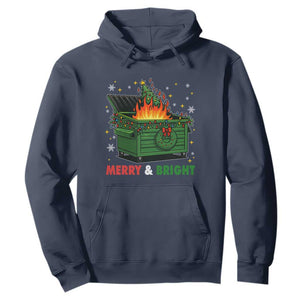 Funny Lil Dumpster Fire Christmas Hoodie Merry And Bright Xmas Tree TS11 Navy Print Your Wear