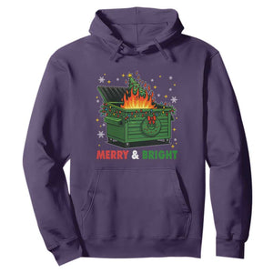 Funny Lil Dumpster Fire Christmas Hoodie Merry And Bright Xmas Tree TS11 Purple Print Your Wear