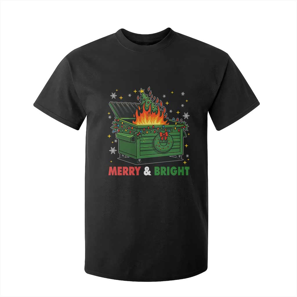 Funny Lil Dumpster Fire Christmas T Shirt For Kid Merry And Bright Xmas Tree TS11 Black Print Your Wear
