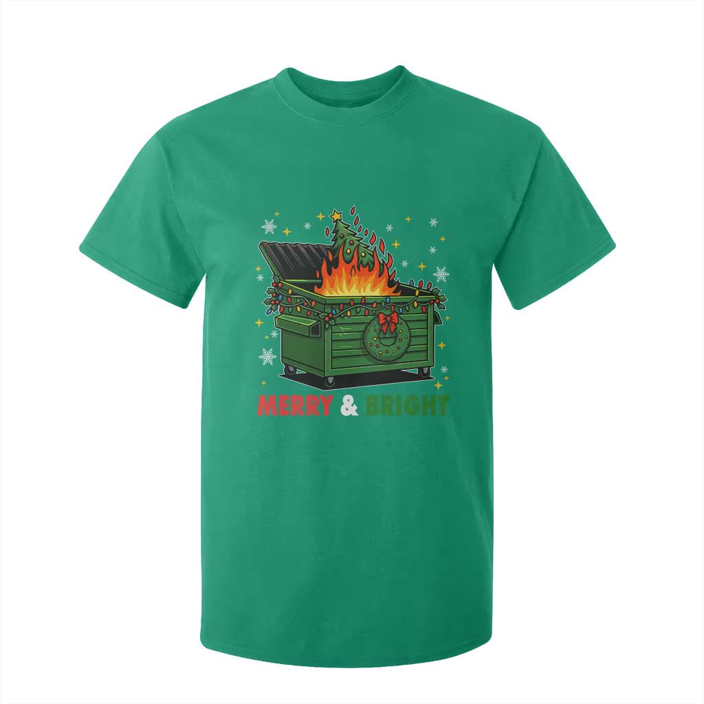 Funny Lil Dumpster Fire Christmas T Shirt For Kid Merry And Bright Xmas Tree TS11 Irish Green Print Your Wear