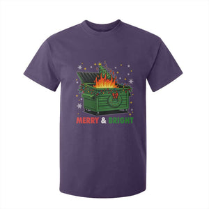 Funny Lil Dumpster Fire Christmas T Shirt For Kid Merry And Bright Xmas Tree TS11 Purple Print Your Wear