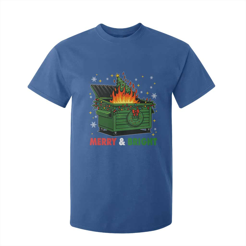 Funny Lil Dumpster Fire Christmas T Shirt For Kid Merry And Bright Xmas Tree TS11 Royal Blue Print Your Wear
