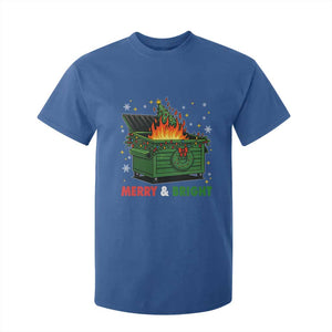 Funny Lil Dumpster Fire Christmas T Shirt For Kid Merry And Bright Xmas Tree TS11 Royal Blue Print Your Wear