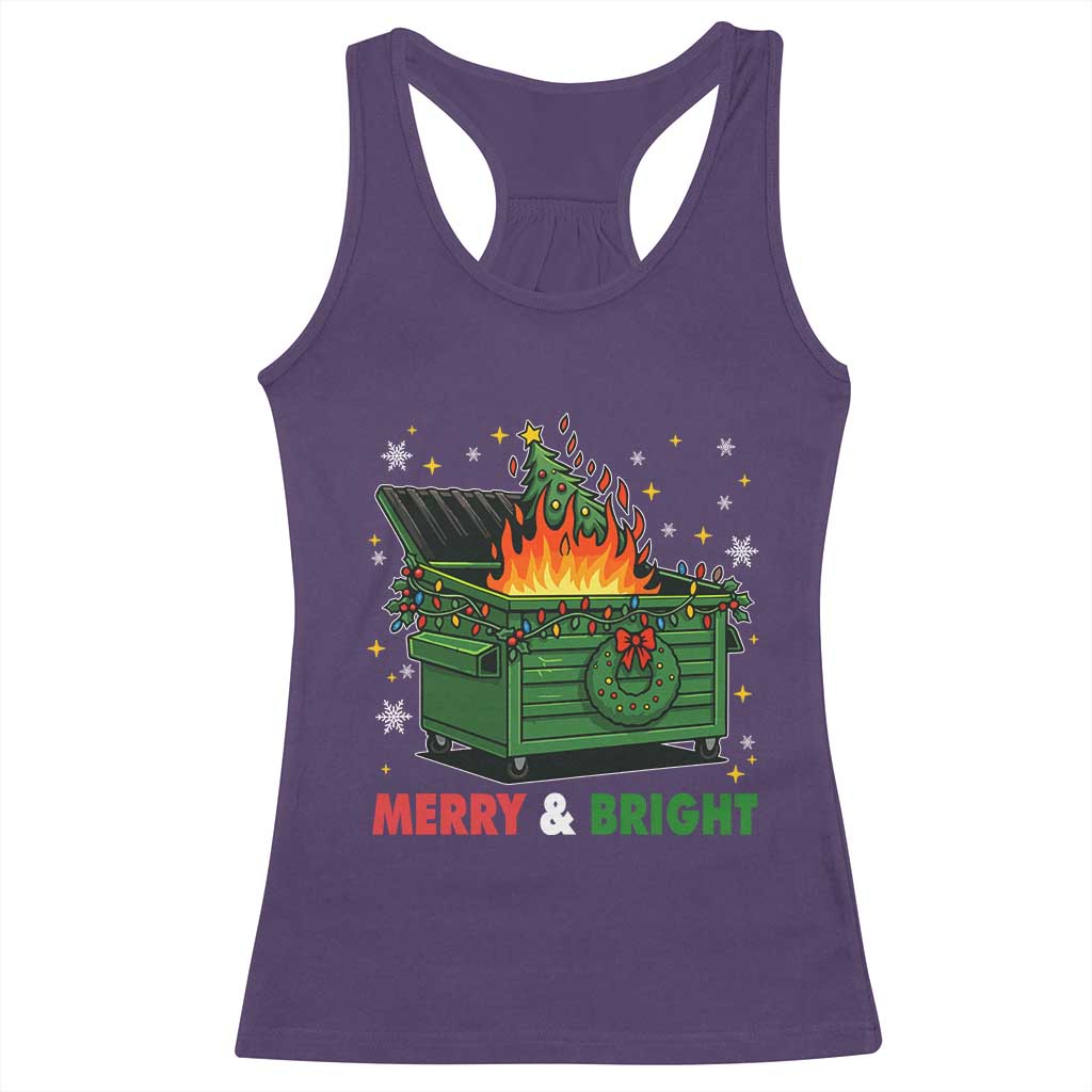 Funny Lil Dumpster Fire Christmas Racerback Tank Top Merry And Bright Xmas Tree TS11 Purple Print Your Wear