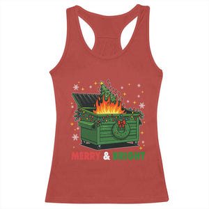 Funny Lil Dumpster Fire Christmas Racerback Tank Top Merry And Bright Xmas Tree TS11 Red Print Your Wear
