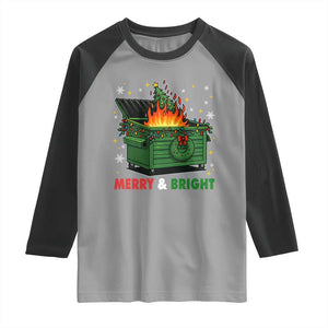 Funny Lil Dumpster Fire Christmas Raglan Shirt Merry And Bright Xmas Tree TS11 Sport Gray Black Print Your Wear