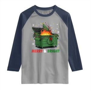 Funny Lil Dumpster Fire Christmas Raglan Shirt Merry And Bright Xmas Tree TS11 Sport Gray Navy Print Your Wear