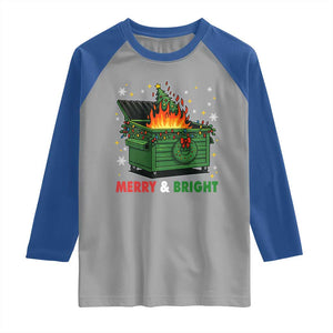 Funny Lil Dumpster Fire Christmas Raglan Shirt Merry And Bright Xmas Tree TS11 Sport Gray Royal Print Your Wear